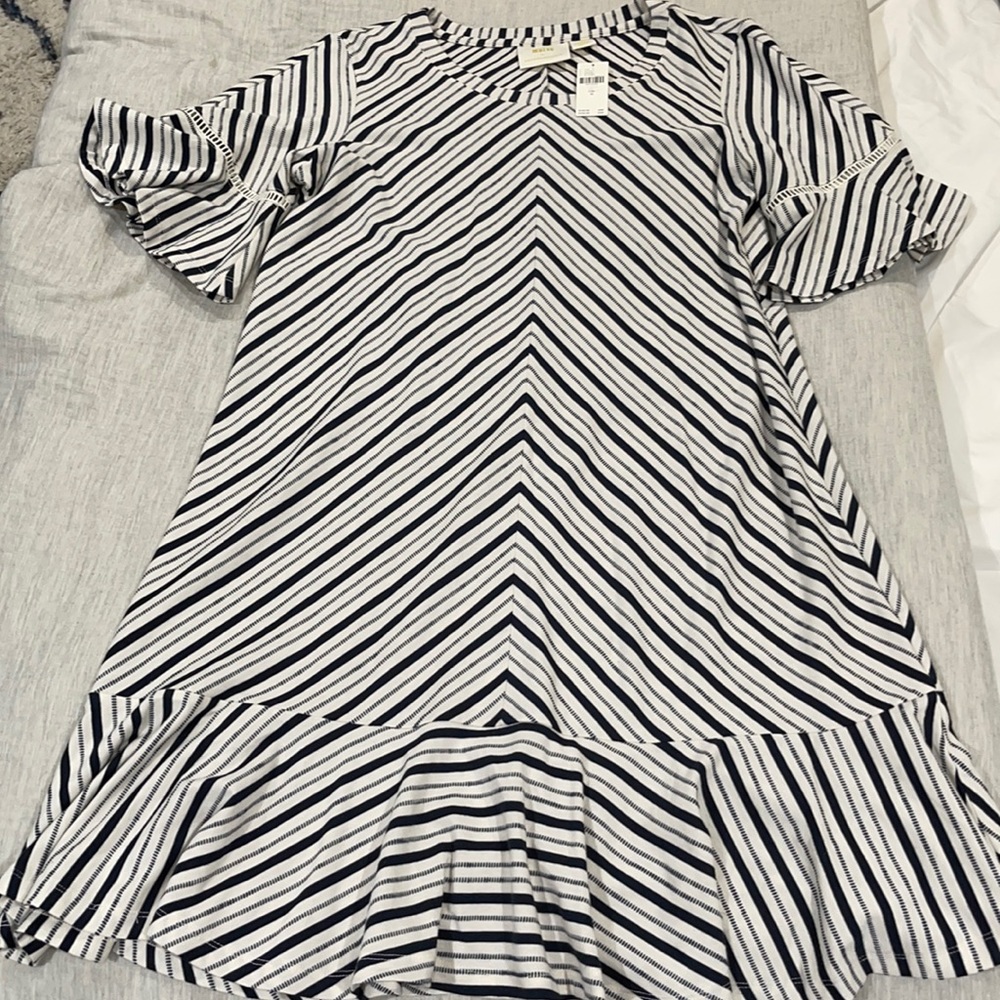 NWT Maeve white/blue striped dress